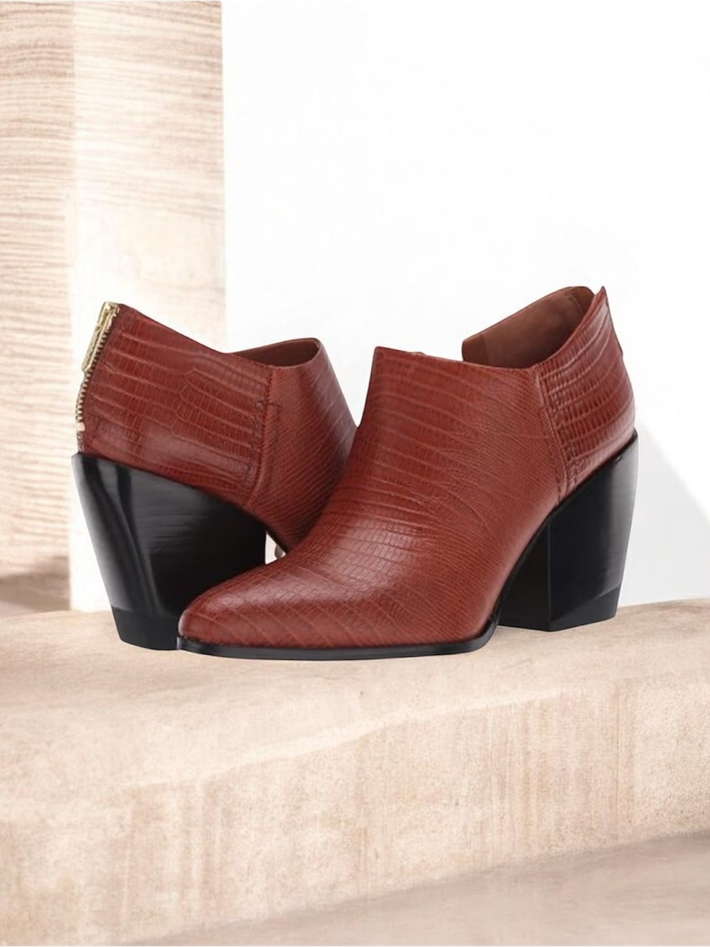 Franco Sarto Croc-Embossed Ankle Booties
